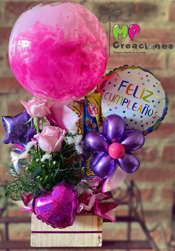 Arreglo De Flores Y Globos