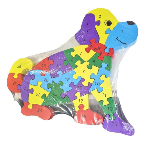 Quebra Cabeça Infantil 3d Madeira Mdf Alfabeto 26 Peças Dog