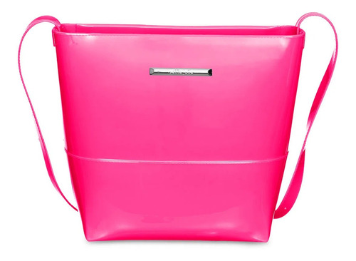 Bolsa transversal Petite Jolie Easy PJ10144 design lisa de j-lástic  pink fluor com alça de ombro fúcsia