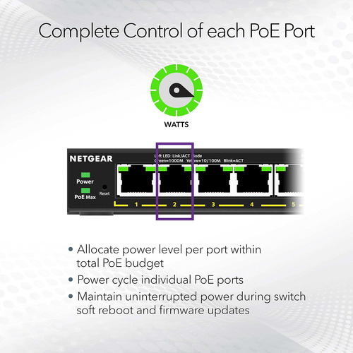 Switch Netgear 5 Puertos Poe Gigabit Ethernet Plus