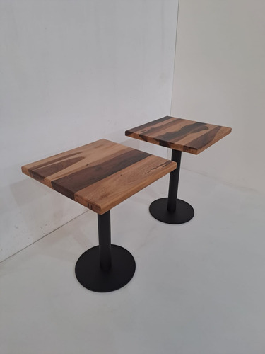 Mesa Estilo Industrial Tipo Bar Madera Dura Guayubira 60 Cm 