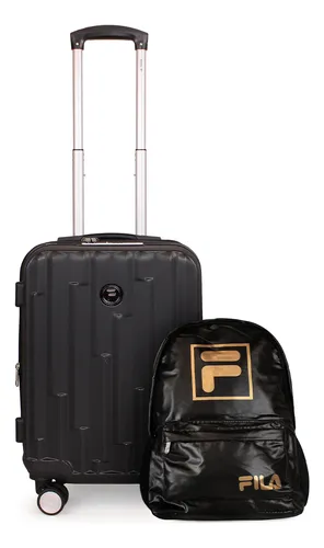 Pack Maleta Cabina Flip Negra 10kg + Mochila Fila Bolonia