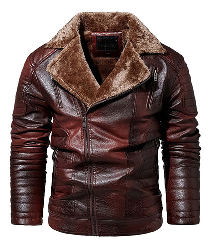 Chaqueta De Forro Polar De Cuero F Para Hombre E Invierno