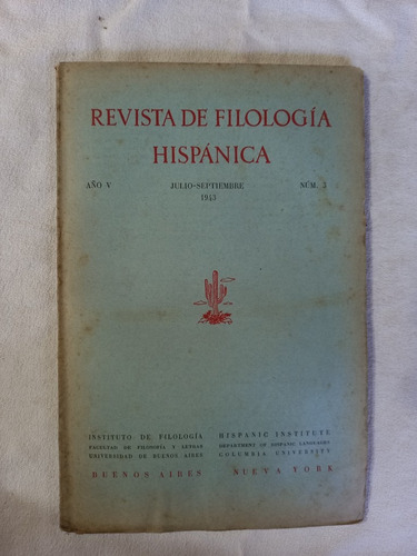 Revista De Filología Hispánica 1943 Del Rio Romero