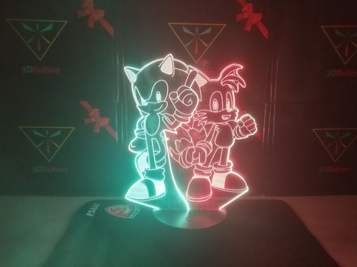 Imagen 7 de 11 de Lampara Mesa Sonic Tails Base Dual Negra