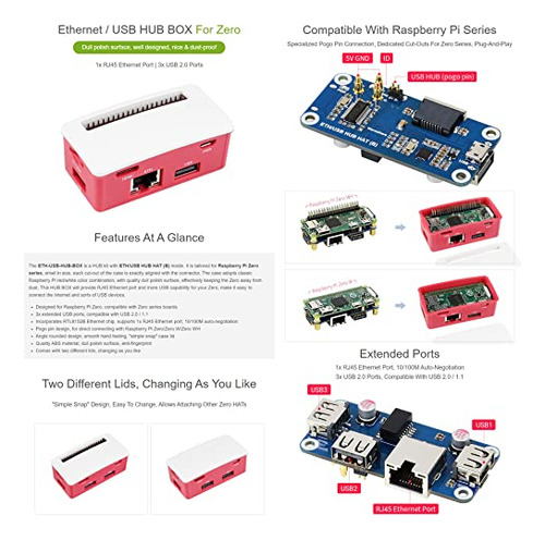 Waveshare Eth-usb-hub-box Para Raspberry Pi Zero Series
