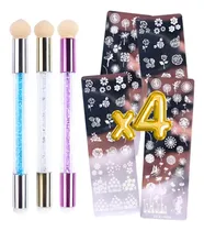 Comprar Kit Aplicador De Sellos + 4 Placa De Sellos Uñas Estampado F