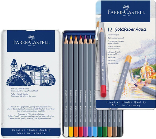 Lapices De Colores X12 Goldfaber Aqua Lata Faber Castell