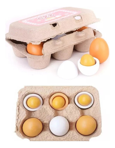 6 * Huevos De Madera Juguetes De Cocina Para Niños