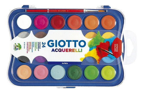 Acuarelas Giotto X24 Colores En Pastilla + Estuche + Pincel