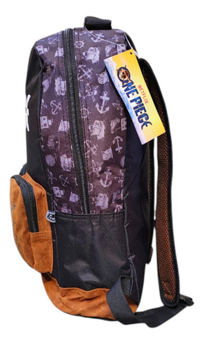 Kit Mochila Lonchera Lapicera One Piece Pirate Life Fotorama Negro Impresión