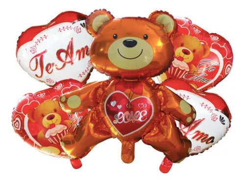 3 Kit 12 Globos Corazón Y Osos Decoración San Valentin Amor