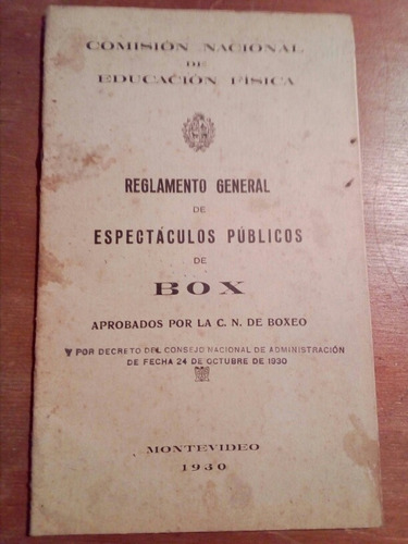 Reglamento General Espectáculos De Box 1930 Montevideo