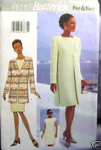 Butterick Patron Costura 4511 Chaqueta Vestido Misses' Talla