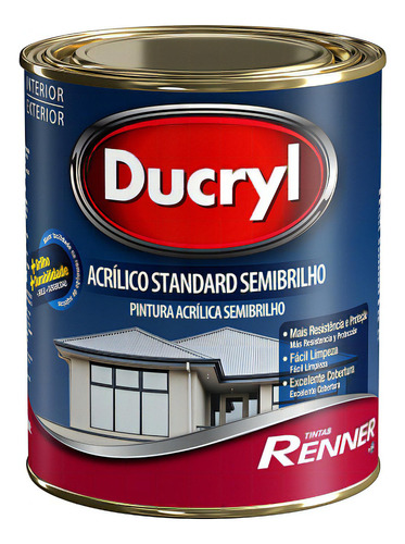 Tinta semibrillante Ducryl Standard, 900 ml, color blanco renner