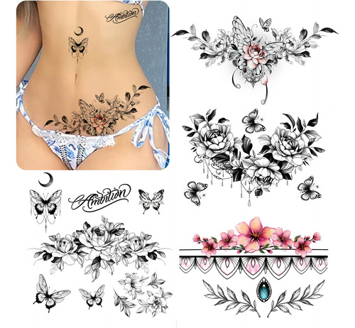 Roarhowl Tatuajes Temporales Sexys Para Mujer, Kit De Tatua.