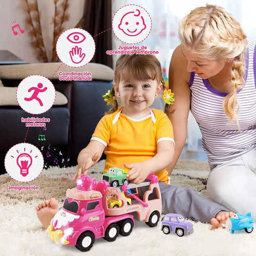 Coche De Juguete Transformer 5 En 1 Con Luces Y Música, Rosa