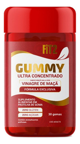 Gummy Fit2 Ultra Concentrado Suplemento Alimentar Em Goma Sabor Maçã Gala Com Vinagre De Maçã