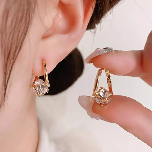 Aretes Plata Diamantes Circonita Cúbica Con Aguja Dama 2par
