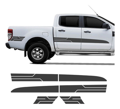 Kit Faixa Ranger Sport 14/19 Adesivo Grafite Cabine Dupla