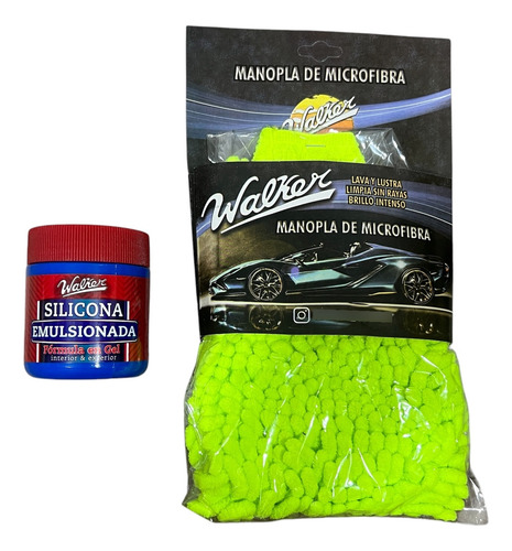 Silicona Emulsionada Crema Gel + Guante Microfibra Manopla Verde