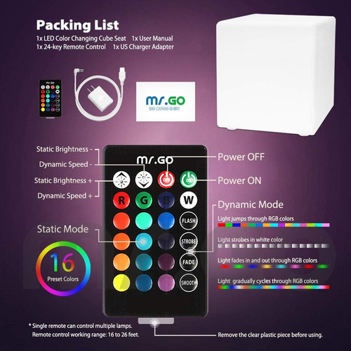 Cubo De Luz Led Recargable Y Impermeable, Para Interiores Y