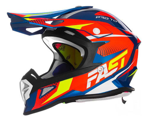 Capacete Protork Fast Fantasy Azul/laranja Azul - Laranja 58