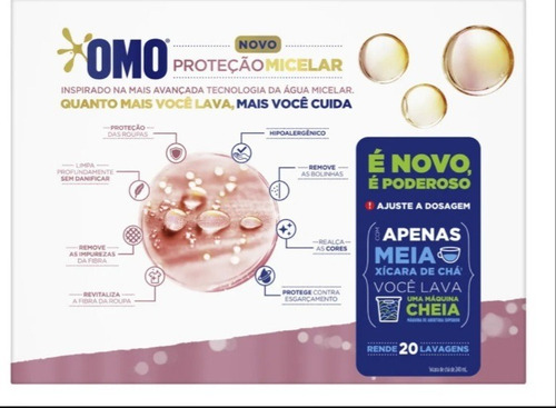 Omo Detergente Proteção Micelar Em Pó Kit Com 3De 1,6kg