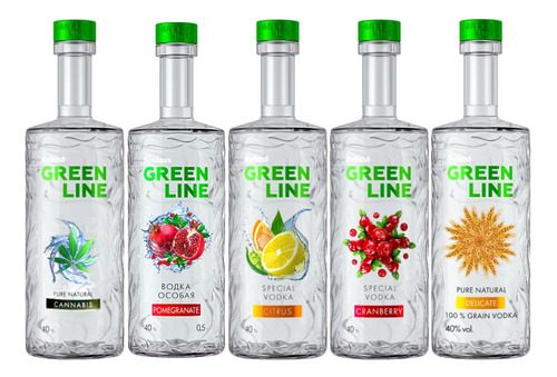 Kit 5 Vodkas Russa Greenline - Sabores 700ml