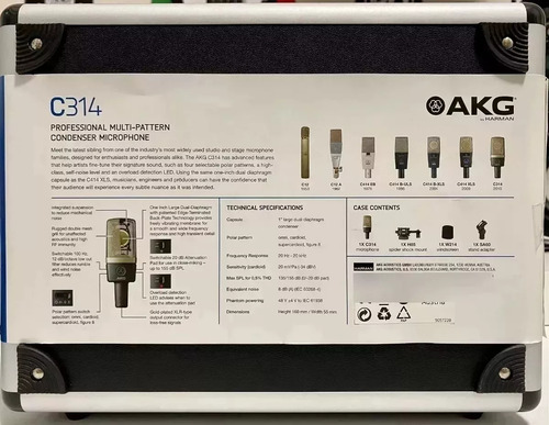 Microfone Akg C314 Condensador Multi-pattern Zerado Preto/cinza