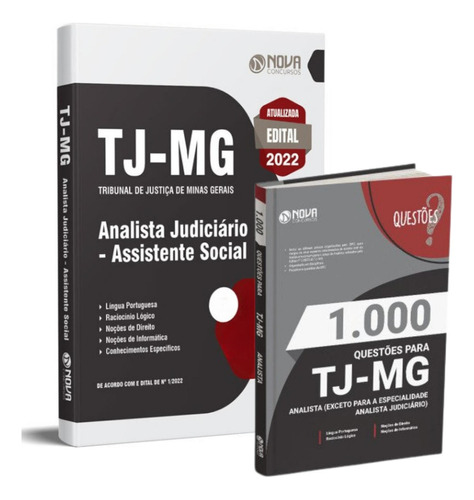 Kit Apostila Tj-mg 2022 - Analista Judiciário - Assistente Social + 1000 Questões Gabaritadas Tj Mg, De Professores Especializados. Editora Nova Concursos, Capa Mole, Edição Oficial Em Português, 2022