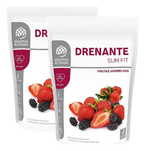 2x Drenante Smoothie Slim Fit Alquimia Da Saúde 350g Sabor Frutas Vermelhas