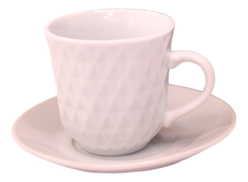 Set X6 Pocillo 120ml Relieve Elegante + Plato Para Café 