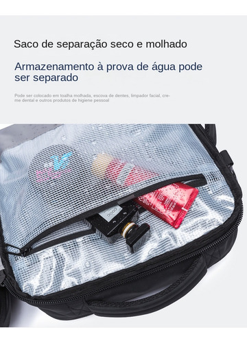 Mochila Mala Viagem De Bordo Executiva Expansível Até 45l Cor Preto