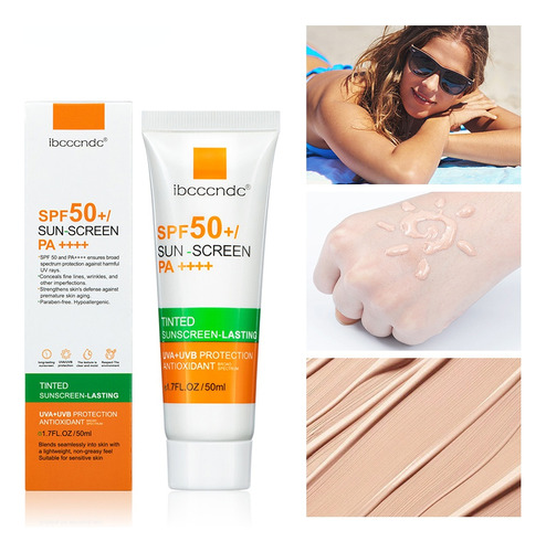 Crema Solar Facial Teñida, Spf 50, Sin Aceite, Anti