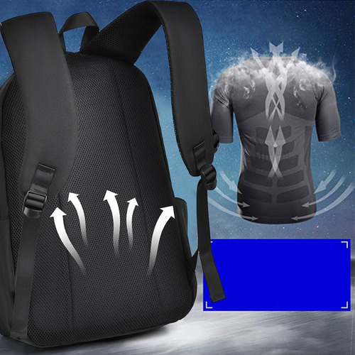 Mochila De Computadora Portátil Antirrobo E Impermeable 20l De 15,6 Pulgadas Negra