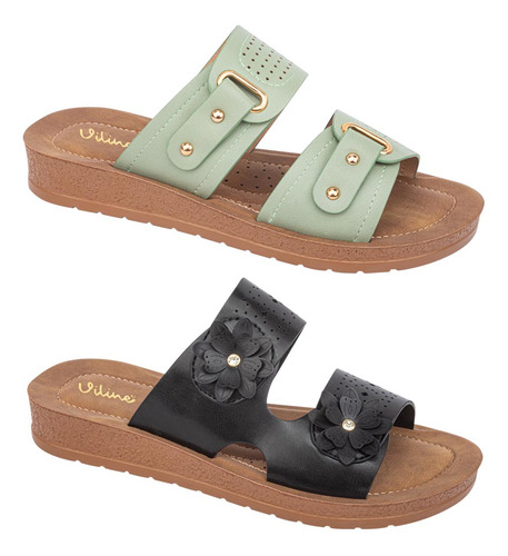 Sandalias Dama Vi Line Kit 2 Pares Planas 1187956