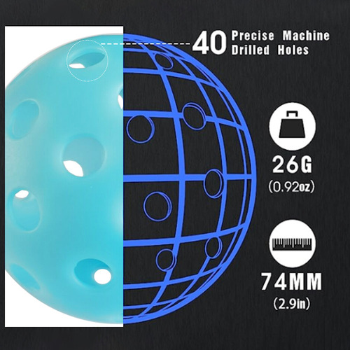 Paquete De 5 Bolas Linous Pickleballs, Para Interiores, 74 M