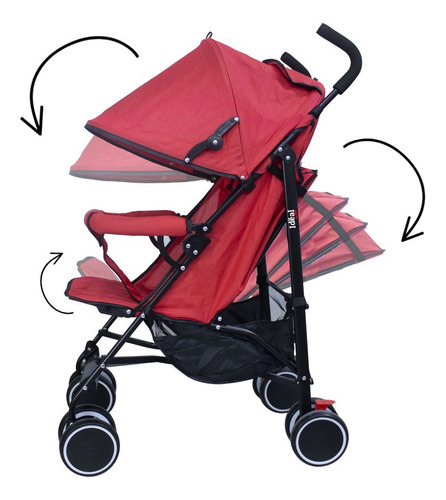 Coche De Paseo Cochecito Bebé Capota Reclinable Plegable