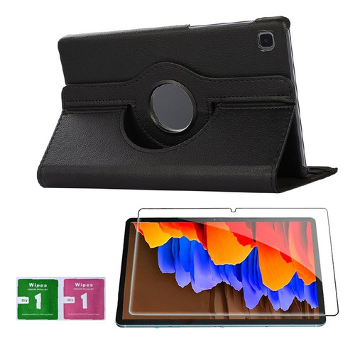 Combo Funda De Samsung Tab A8 X200 Giratoria Negro + Mica