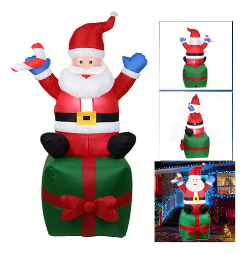 - Papá Noel Inflable Navideño De Juguete De 1,8 M Con Luces
