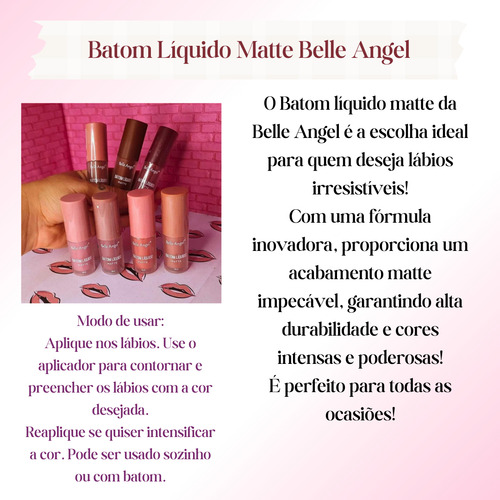 Batom Líquido Matte Escolha Sua Cor - Belle Angel Rosa