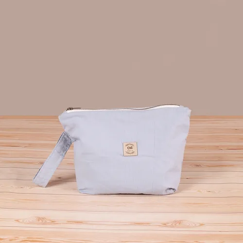 Neceser, Tela Tusor Gris Con Bolsillo Interno E Impermeable