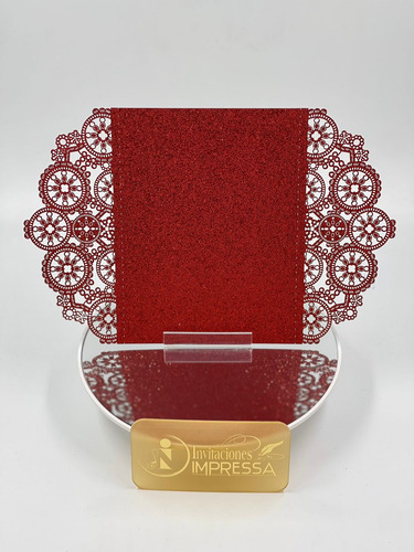 75 Sobres Glitter Invitación Corte Láser Engrane 13x18 Rojo