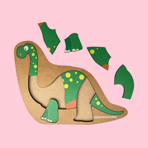 Imagen 5 de 10 de Set 5 Rompecabezas Didacticos Infantiles Madera Dinos Niños