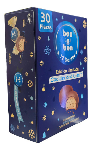 Bon O Bo Navidad 12 Deseos Cookies & Cream 30 Piezas