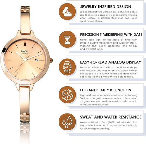 Reloj Titan Raga Viva Para Mujer: Clásico Y Resistente Al Agua