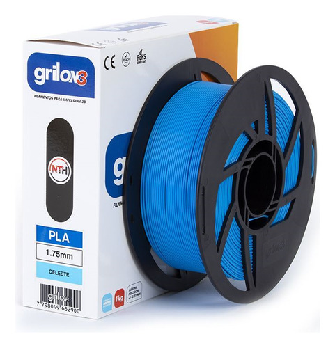 Grilon3 PLA filamento 3d de 1.75mm y 1kg celeste
