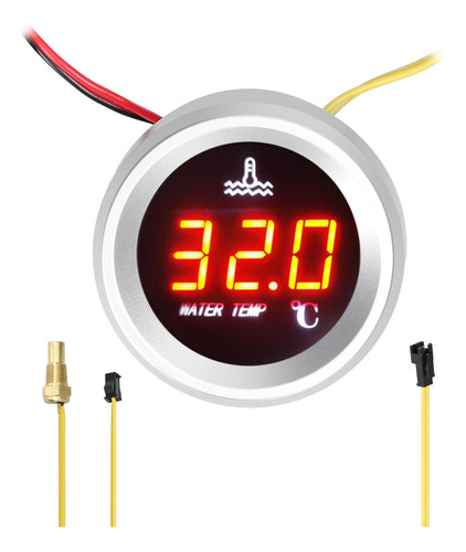 Sensor De Temperatura De Agua 52mm Medidor Digital Led 9-36v