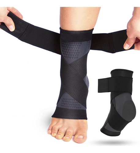 1 Par De Tobilleras De Compresion Ajustable Transpirable